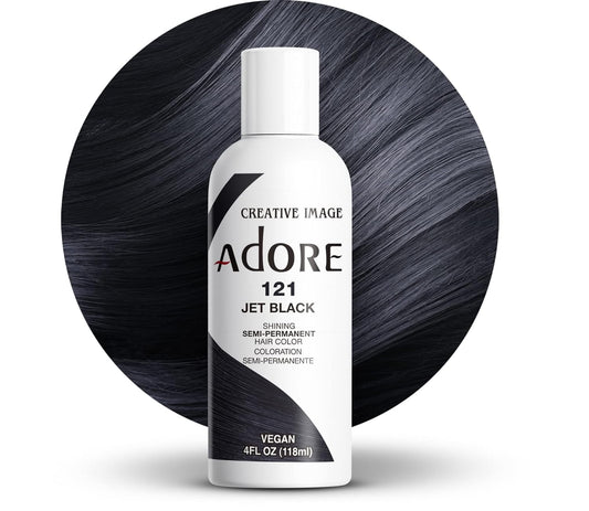 Adore Semi Permanent Hair Color - Vegan and Cruelty-Free Black Hair Dye - 4 Fl Oz - 121 Jet Black (Pack of 1)