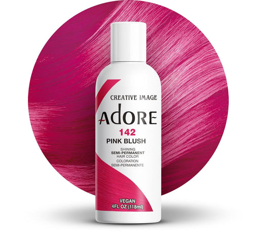 Adore Semi Permanent Hair Color - Vegan and Cruelty-Free Hair Dye - 4 Fl Oz - 142 Pink Blush (Pack of 1)