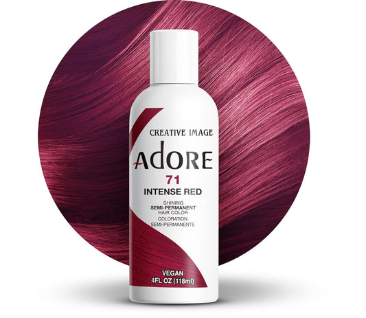 Adore Semi Permanent Hair Color - Vegan and Cruelty-Free Red Hair Dye - 4 Fl Oz - 071 Intense Red (Pack of 1)