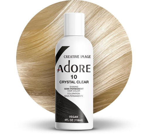 Adore Semi Permanent Hair Color - Vegan and Cruelty-Free Hair Dye - 4 Fl Oz - 010 Crystal Clear (Pack of 1)