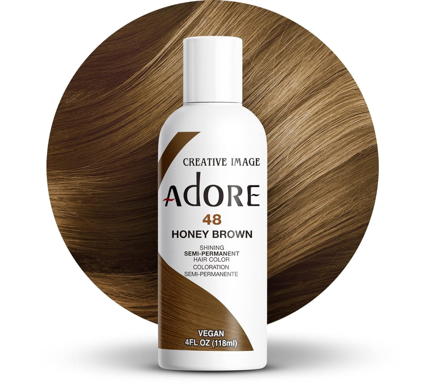 Adore Semi Permanent Hair Color - Vegan and Cruelty-Free Hair Dye - 4 Fl Oz - 048 Honey Brown