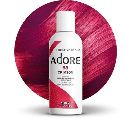 Adore Semi Permanent Hair Color - Vegan and Cruelty-Free Hair Dye - 4 Fl Oz - 068 Crimson (Pack of 1)