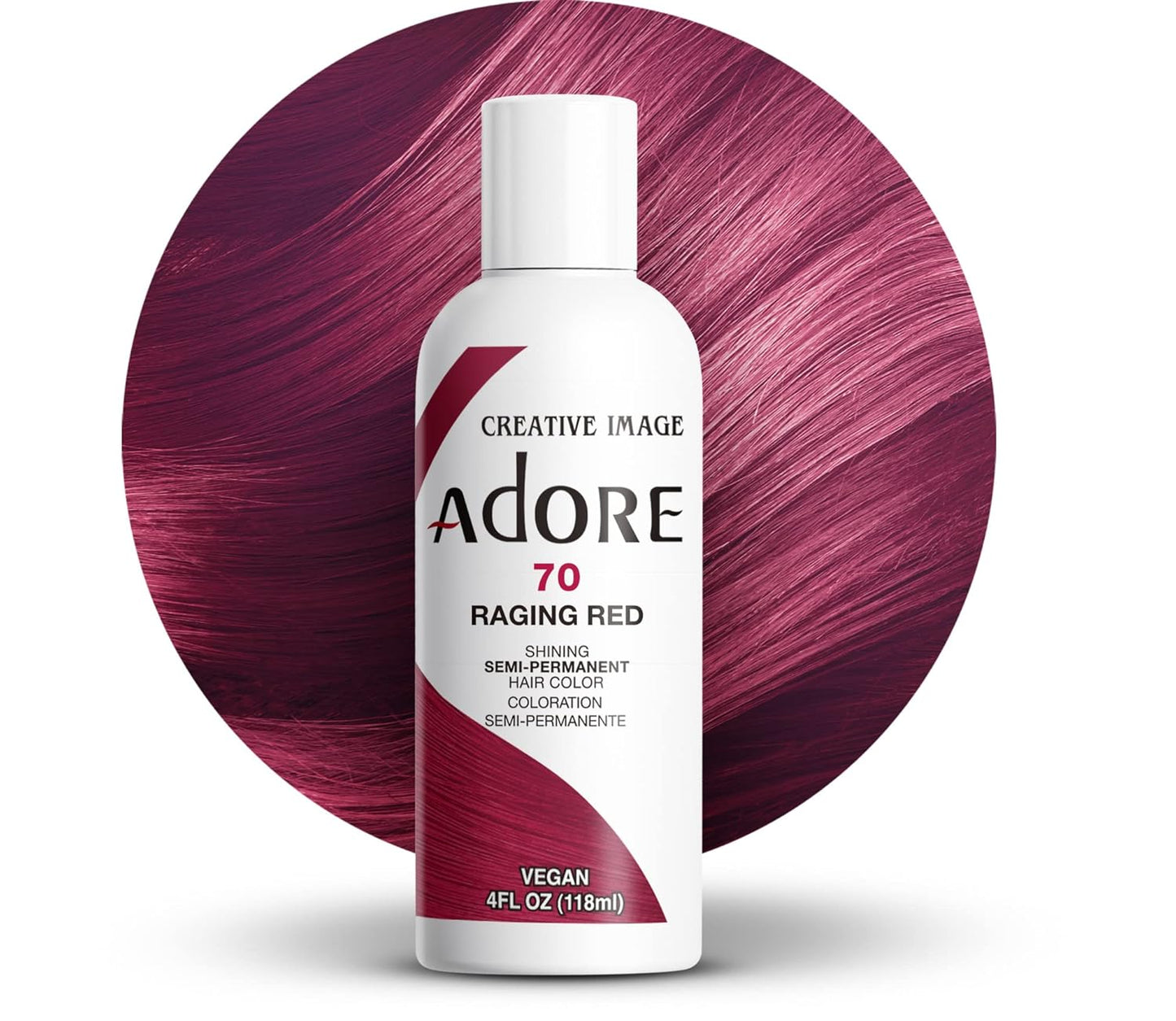 Adore Semi Permanent Hair Color - Vegan and Cruelty-Free Red Hair Dye - 4 Fl Oz - 070 Raging Red